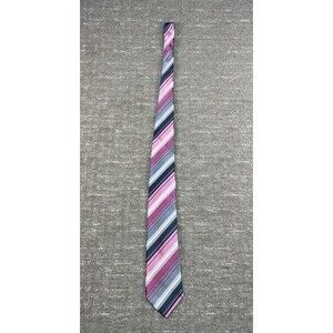 Kenneth Cole Reaction 100% Silk Striped Men's Neck Tie Purple Pink  Gray